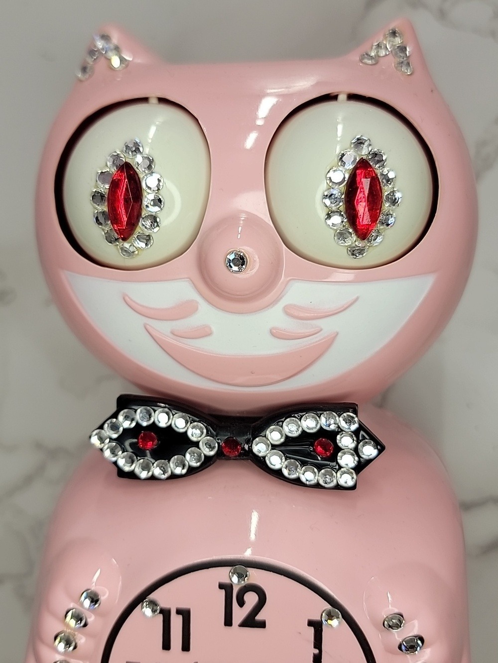 Super Rare Vintage Light Pink Jeweled Kit-Cat Klock - Picture 1 of 9